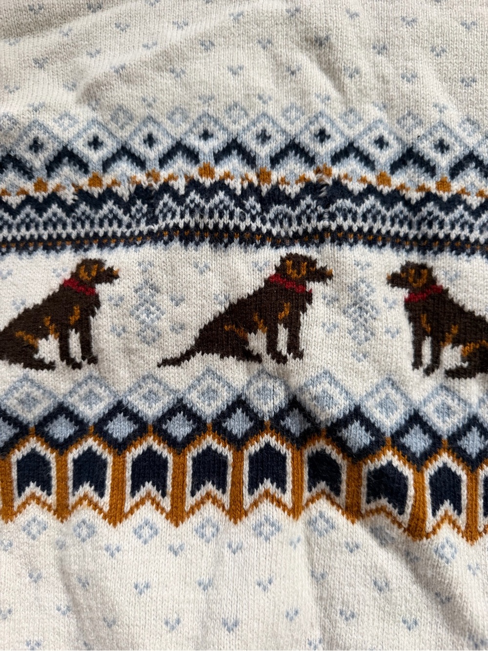 L.L. Bean Cream Crewneck Sweater with hunting Dog Fair Isle Motif M - Picture 5 of 6